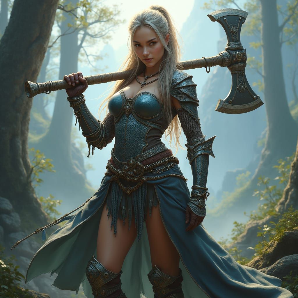 Regal Halfling Warrior in Chainmail Armor with Mighty Maul