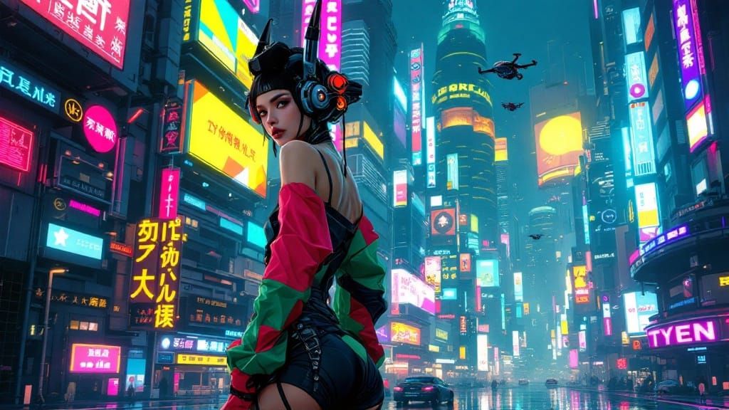 Cyberpunk Fashion in Neon Metropolis: Sorayama and Gonzalez ...