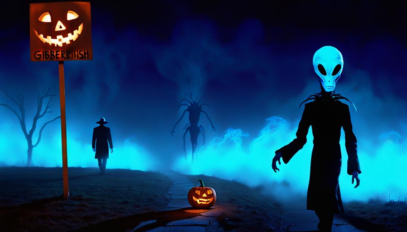 Magic Surrealism: Alien Jack-o'-Lantern in Fog