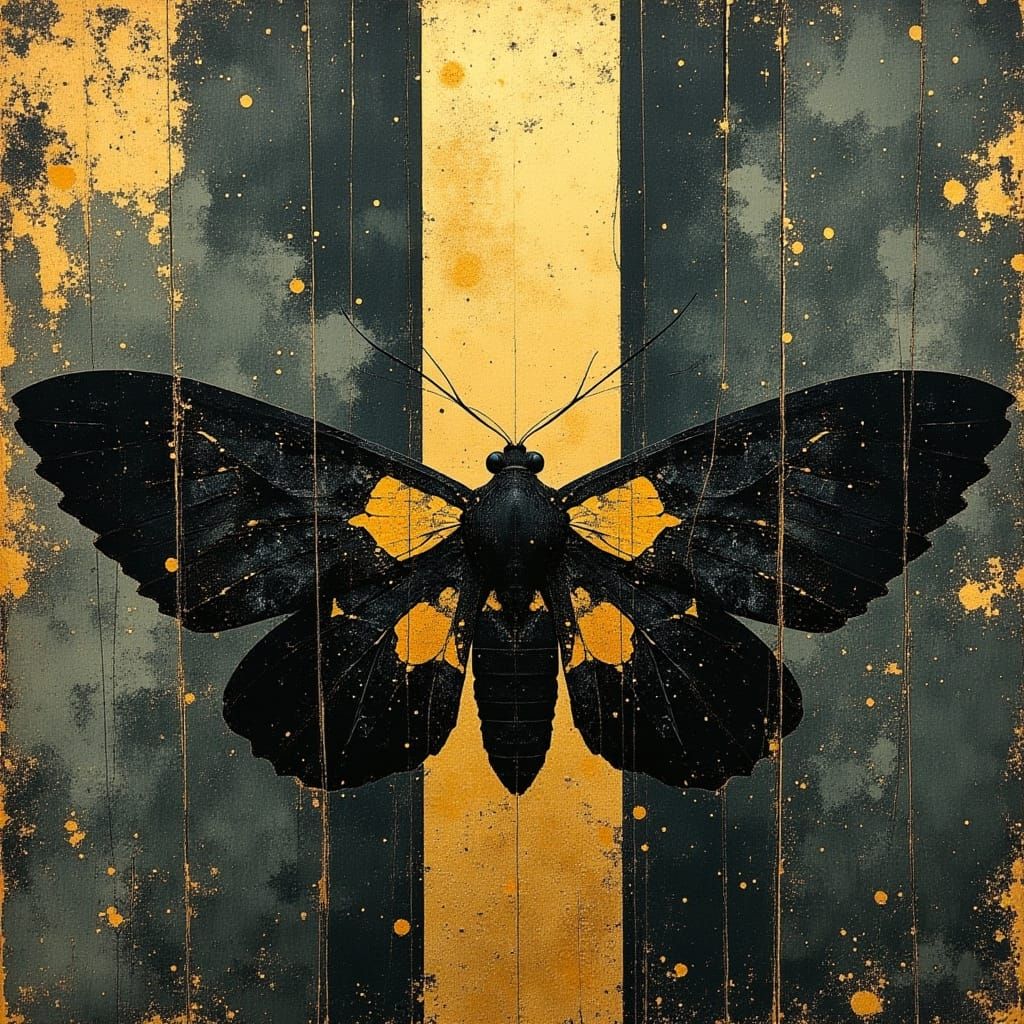 Surreal Moth in Vintage Paint Style
