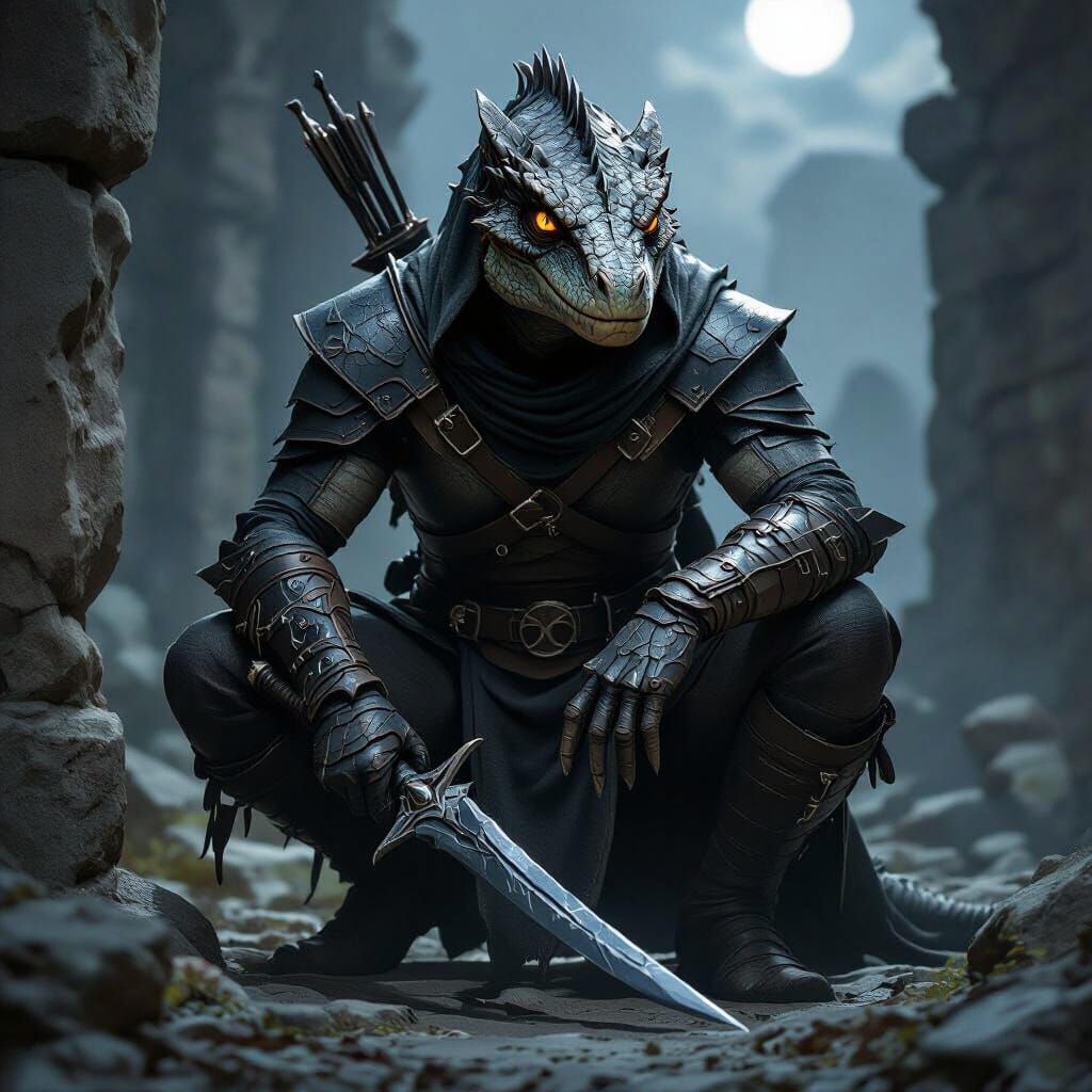 Argonian Shadowscale Assassin in Ancient Ruins