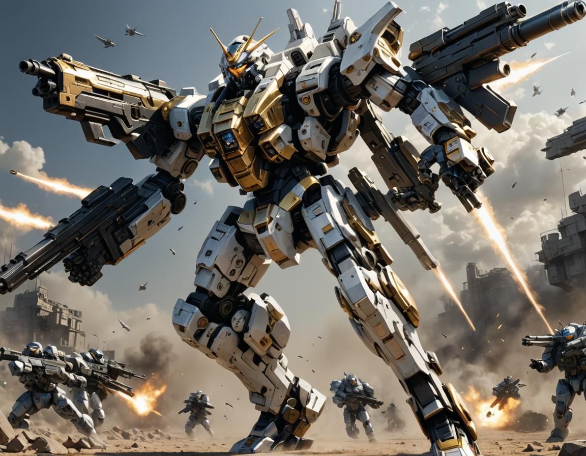 Dynamic Porcelain Mech Running in Sunbeams