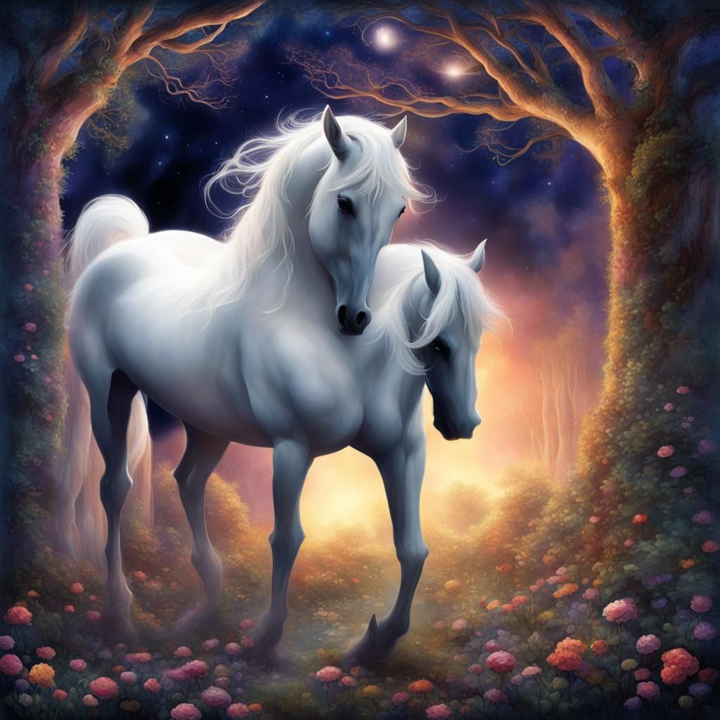 Epic Fairy Tale Dreamscape with Magic Horse