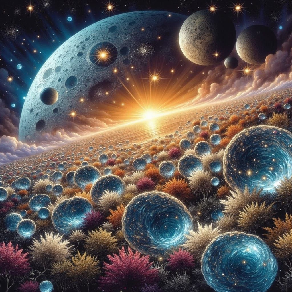 Woman with Clock in Earth Landscape, Inspired by Pop Art