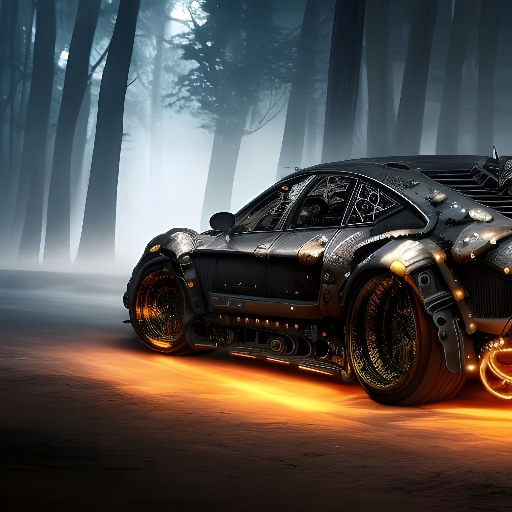 Steampunk Skull Car: Dark Fantasy Concept Art