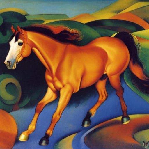 Pony's Playful Search: Impressionistic Animal Art
