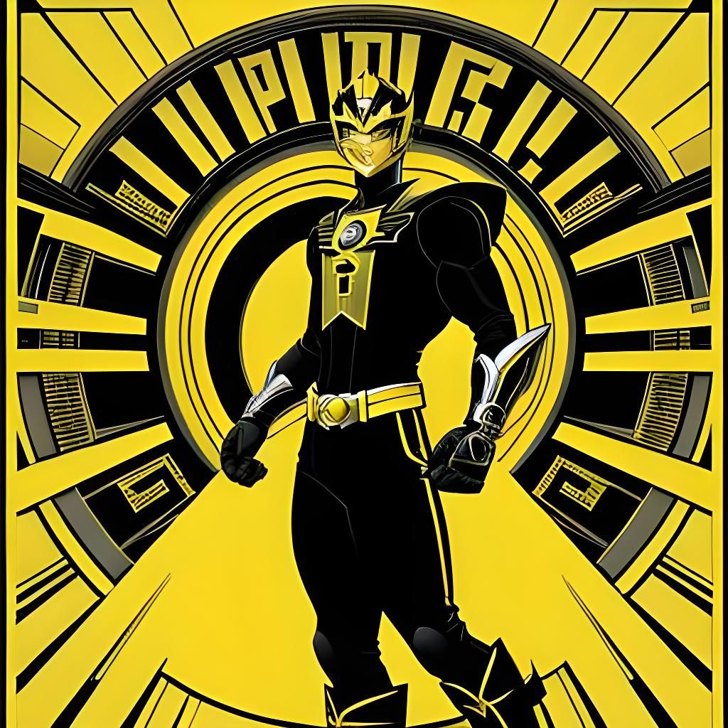 Evil Yellow Power Ranger Propaganda Poster in Art Deco Style
