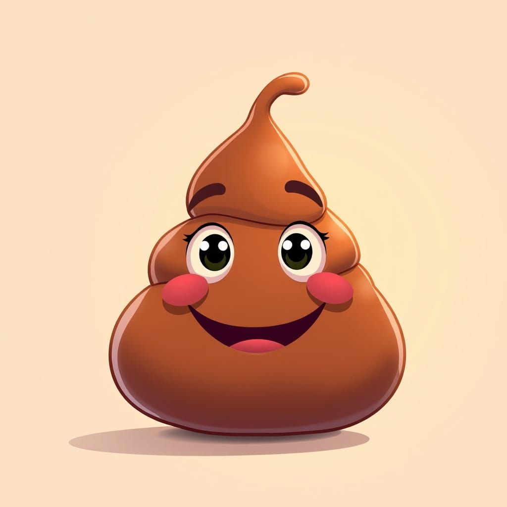 Happy Cartoon Poop Character in Digital Illustration Style
