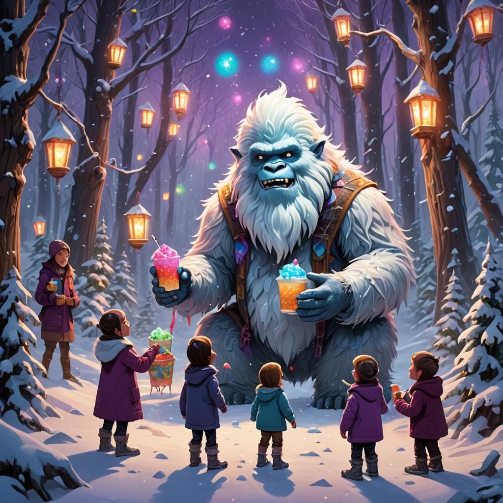 Yeti's Winter Treat: A Fantasy Concept Art