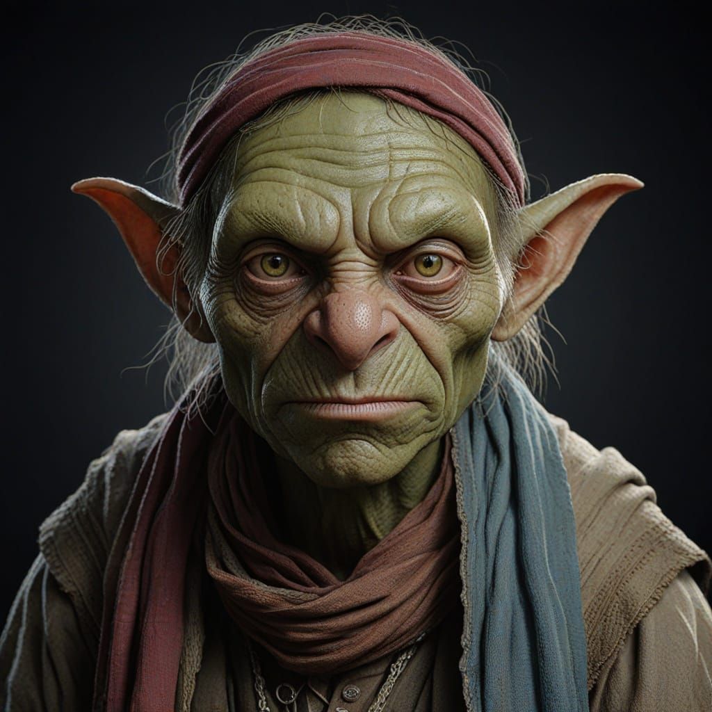 Surreal Portrait of a Goblin Artisan in Triadic Colors