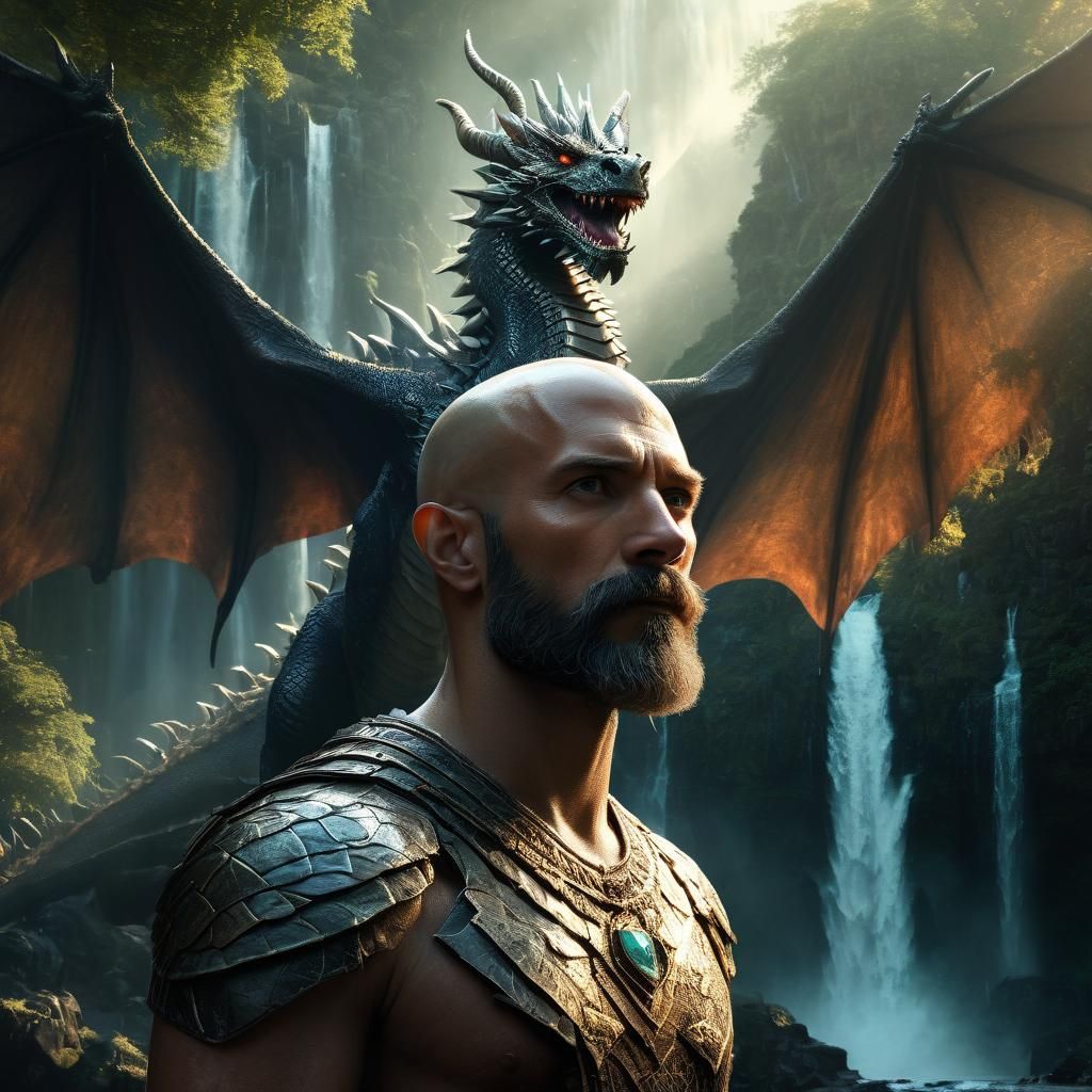 King with Dragon Portrait in Digital Matte Painting