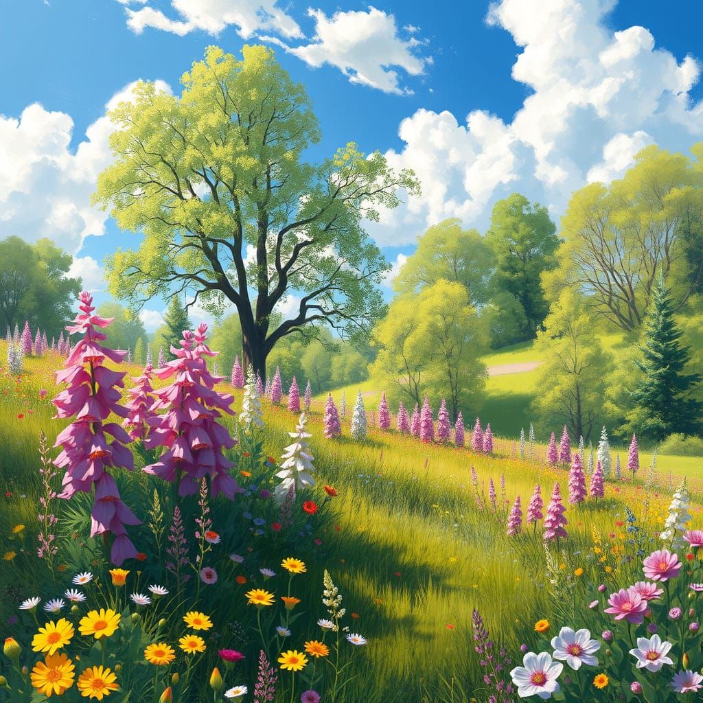 Impressionist Spring Blooms in Vibrant Color