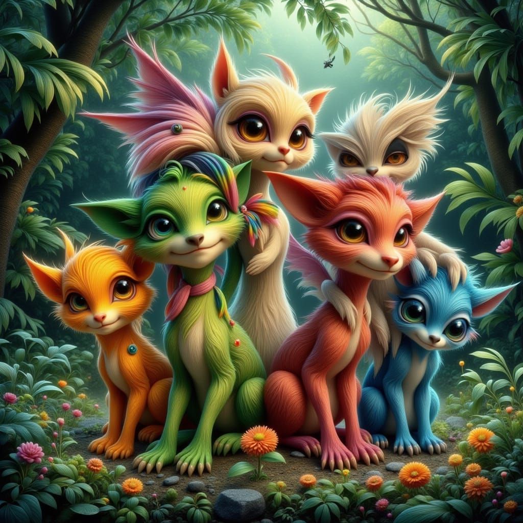 Six Daintree Creatures in Studio Ghibli Anime Style