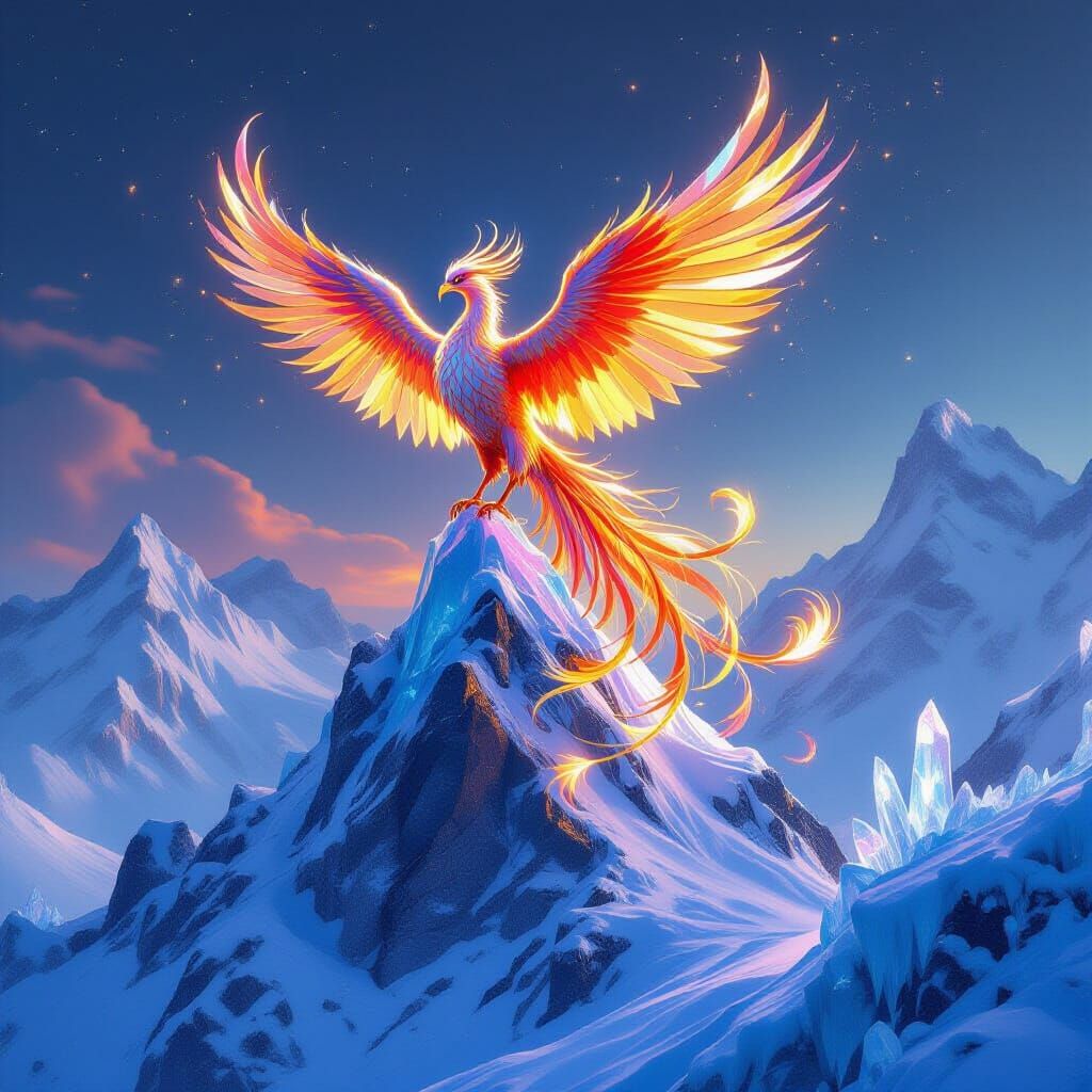 Phoenix of Glass Shards on Crystal Mountain Peak