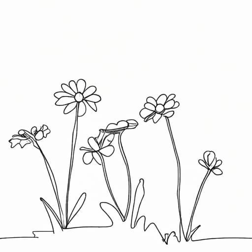 Flowery Meadow: Continuous Line Art