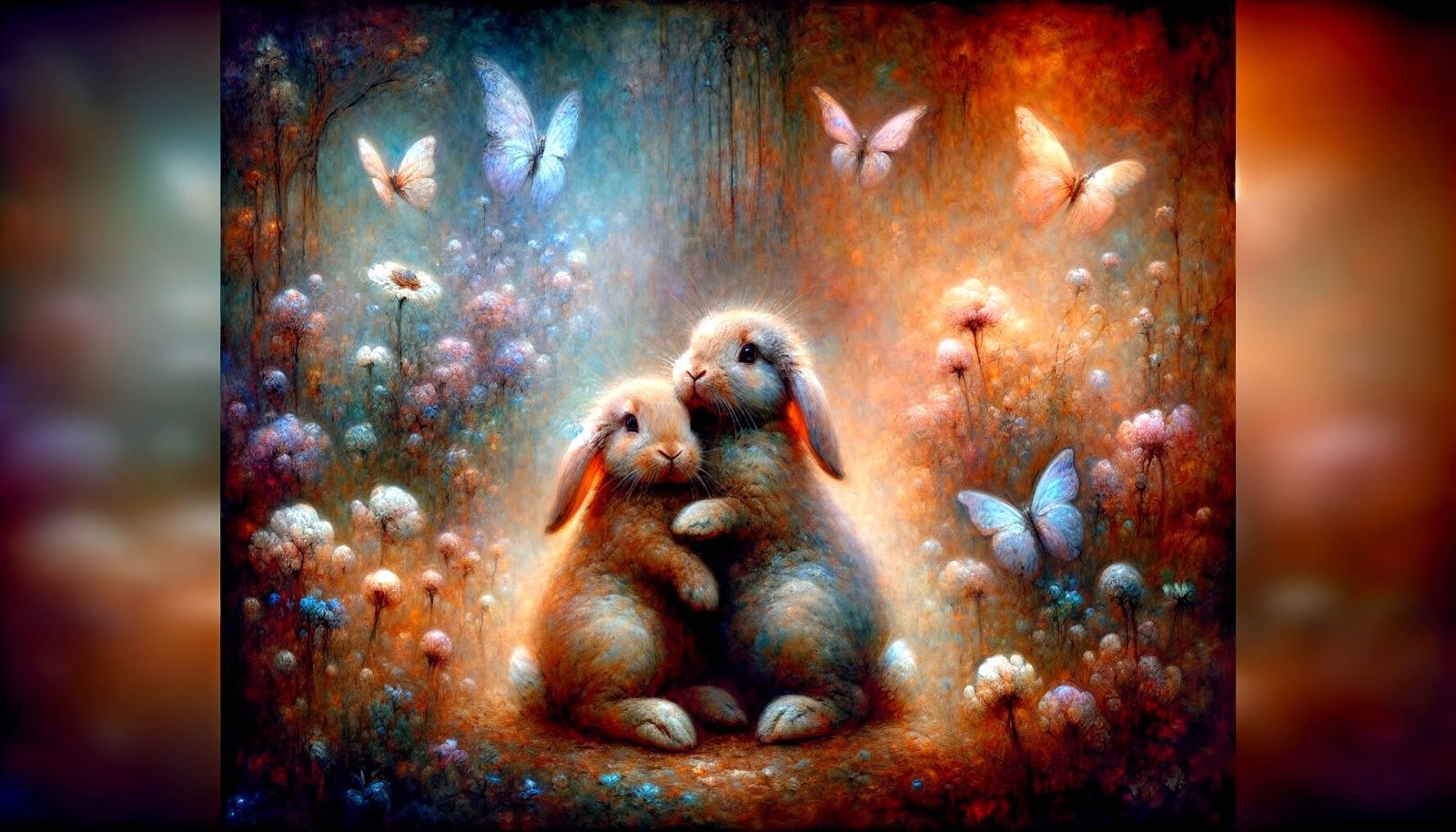 Impressionist Bunnies With Butterflies in Gothic Fantasy