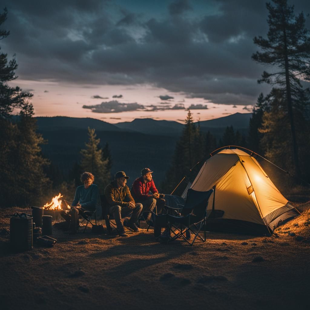 Atmospheric Camping Scene in Cinematic Style