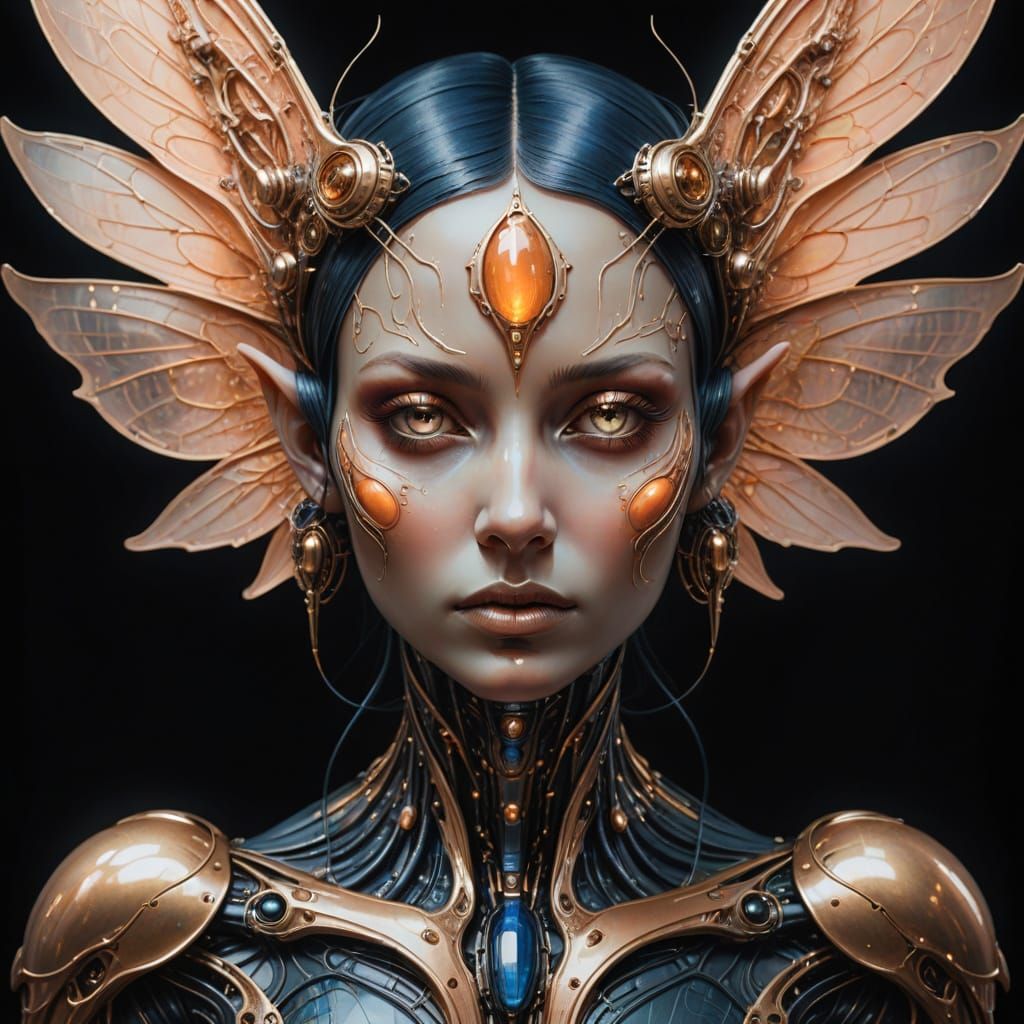 Cyberpunk Fairy in Radiant Aura