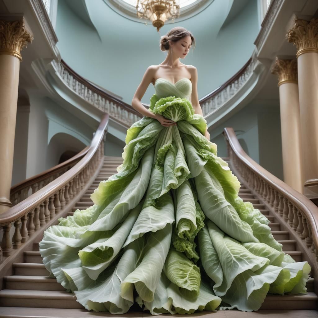 Stunning Cabbage Couture Portrait on Grand Staircase