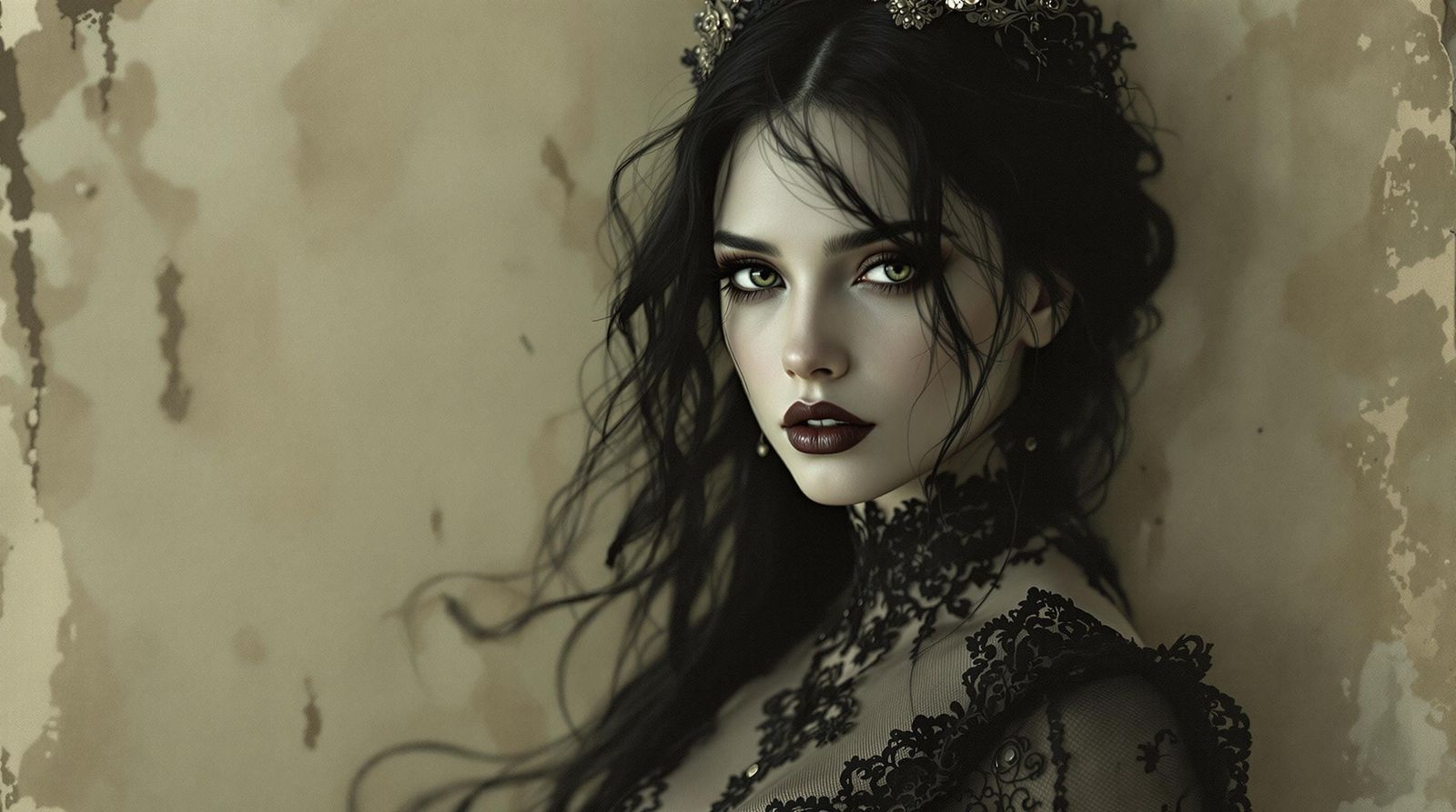 Mysterious Woman in a Faded Photographic Portrait