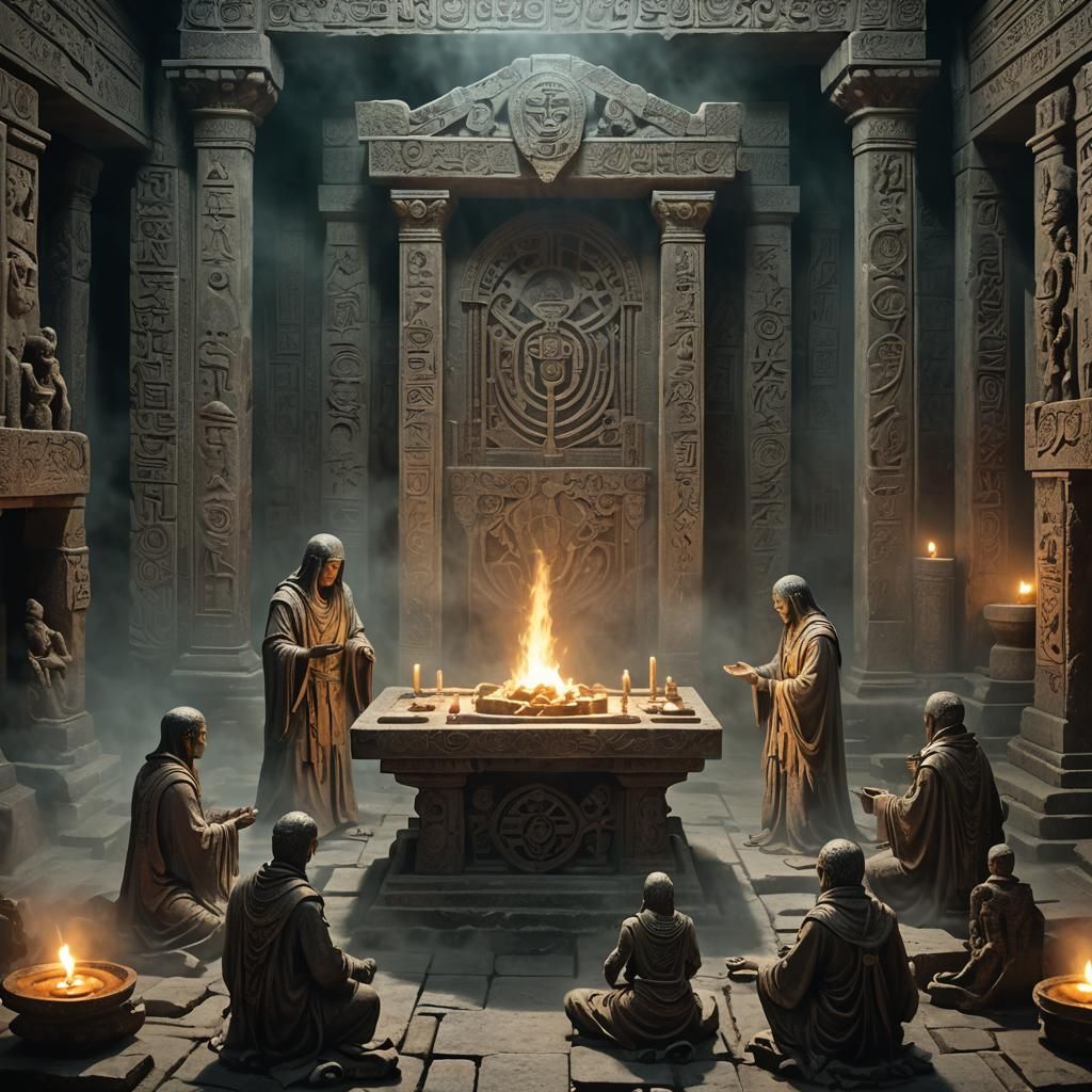 Eerie Ancient Ritual in Mist-Shrouded Temple