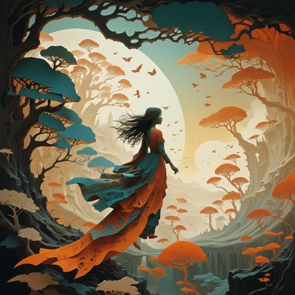 Kirigami Light in Double Exposure Style