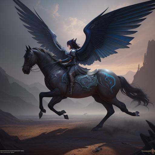 Winged Horse Fantasy Concept Art in Detailed Painting
