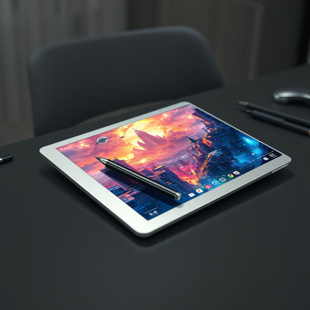 Vibrant Digital Art in Progress on Tablet