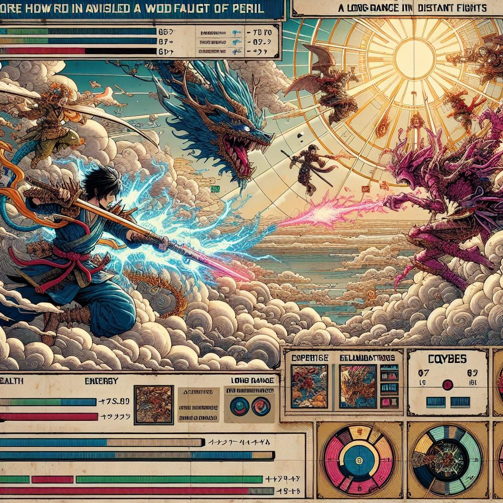 Mystical World Battle: Long-Range Warrior in Manga Style