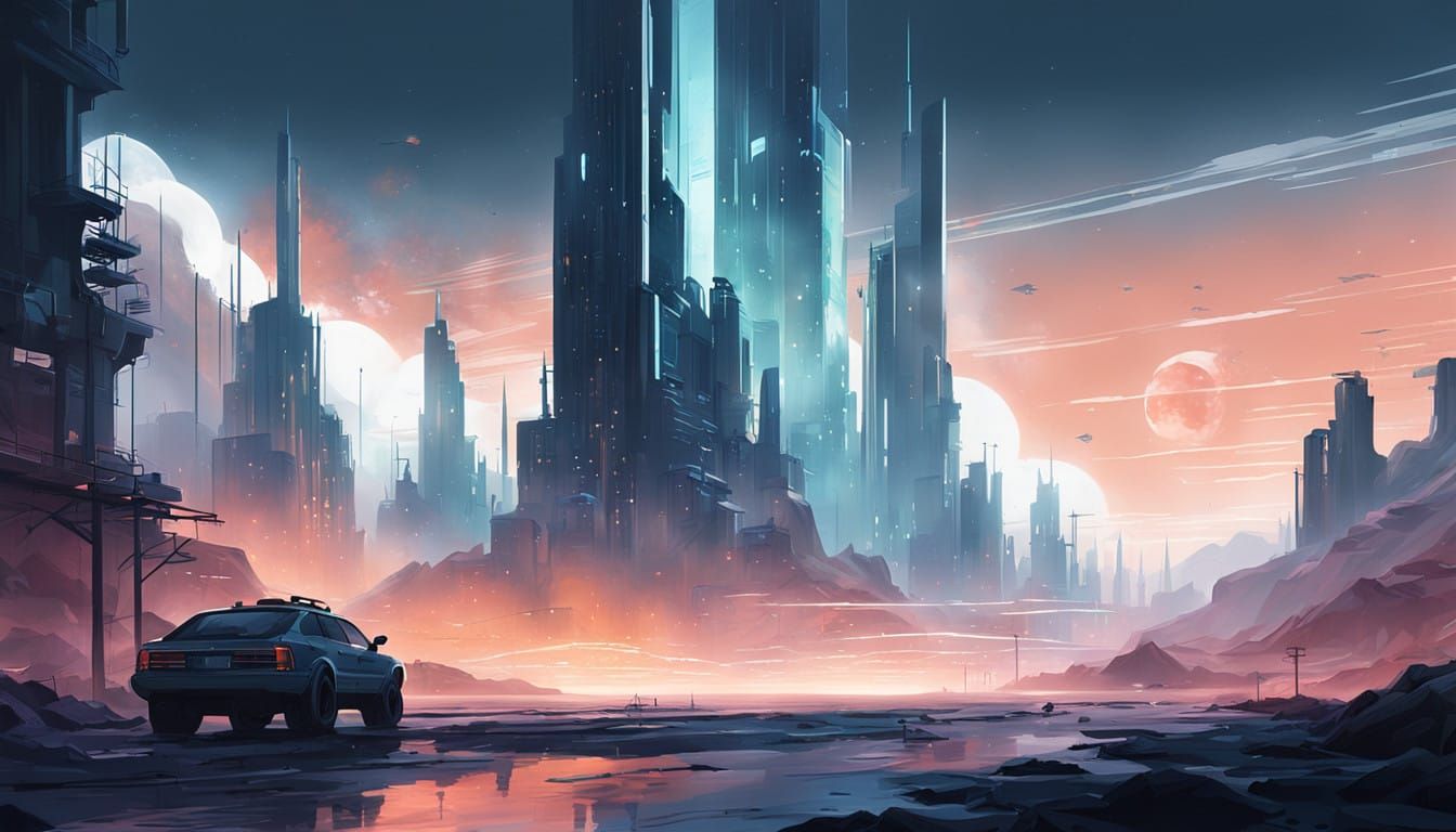 Ethereal Hypermodern Cityscape in Watercolor-Inspired Volume...