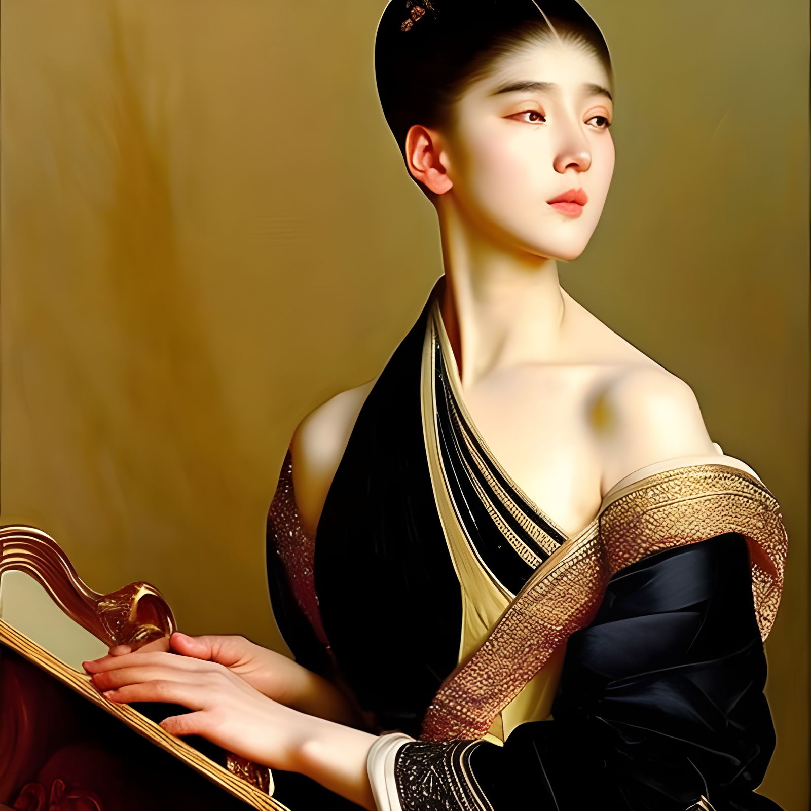 Elegant Portrait Painting in Hyperreal Style