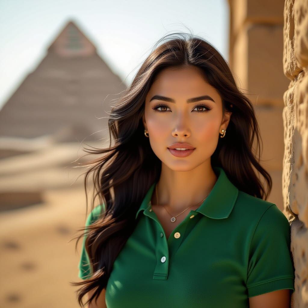 Hyperrealistic Portrait in Egypt with Sunrays