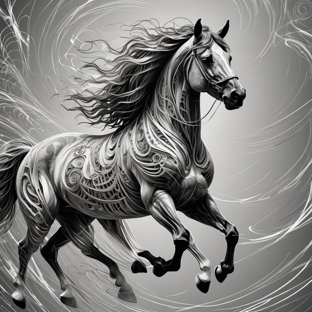 Horse Galloping Formed from Lines of Typography
