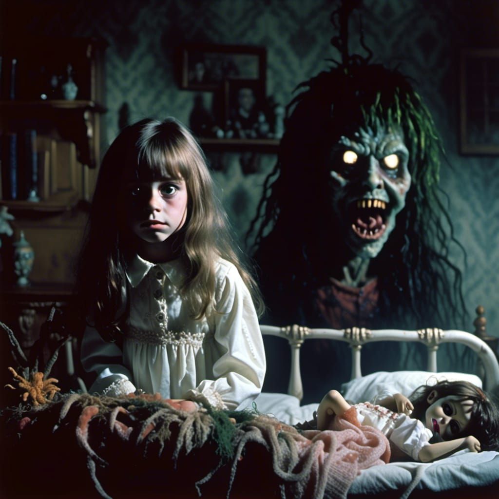The Exorcist: young Regan possessed by the evil demon Pazuzu