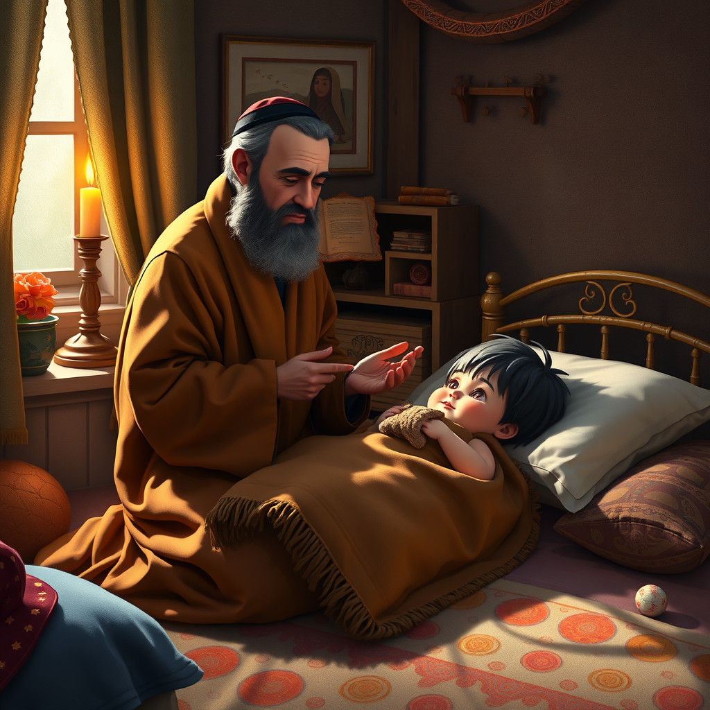 Father and Child Prayer in Warm Candlelight