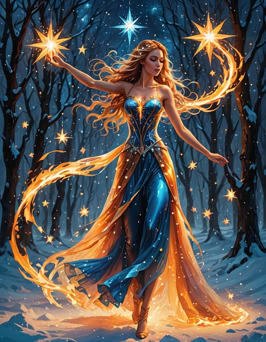 Fire and Ice Girl Dancing to Reach a Star