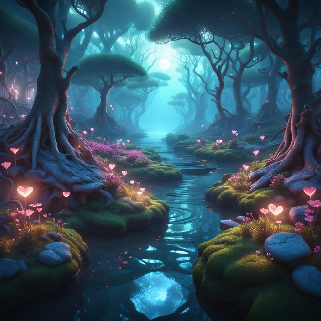 My heart is an ocean, fantasy art, cinema 4d, matte painting, polished, beautiful, colorful, intricate, eldritch, ethere...