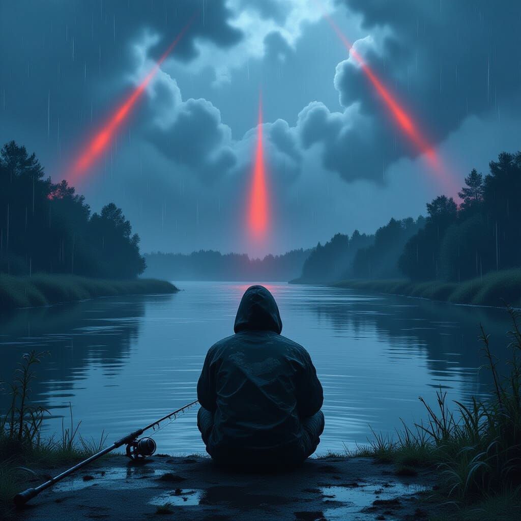 Angler's Mystical Encounter on a Rainy Night