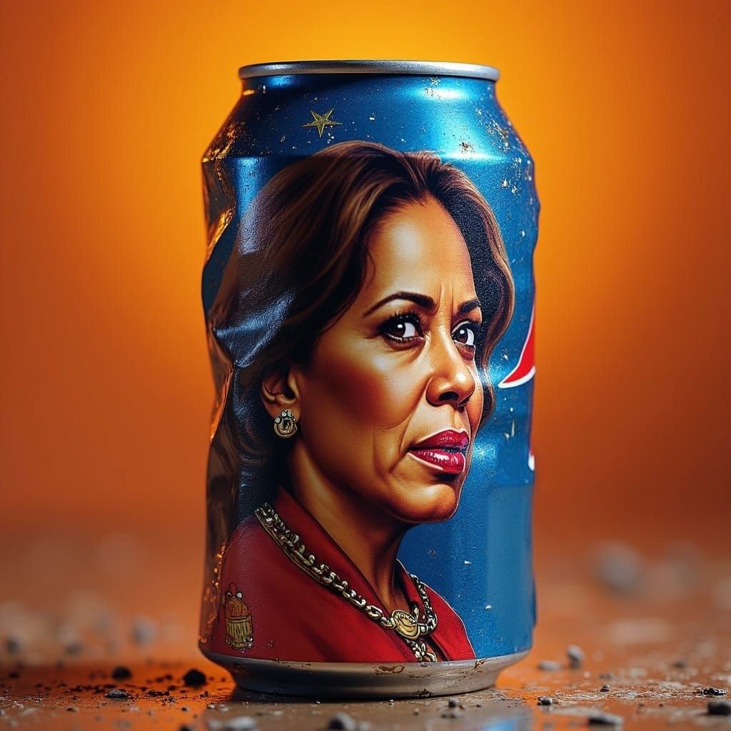 Kamala Harris on Bud Light Can: Photorealistic Art