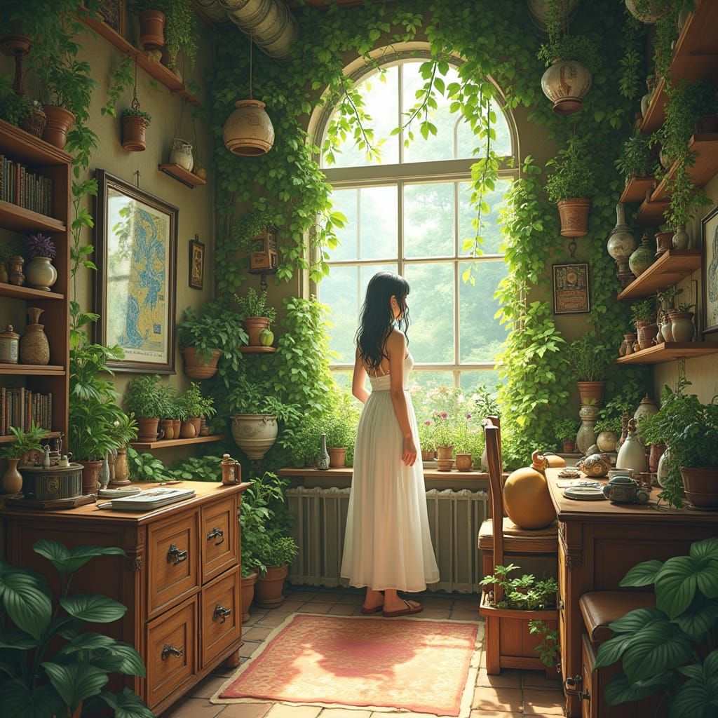 Ethereal Solarpunk Sanctuary in Earthy Tones