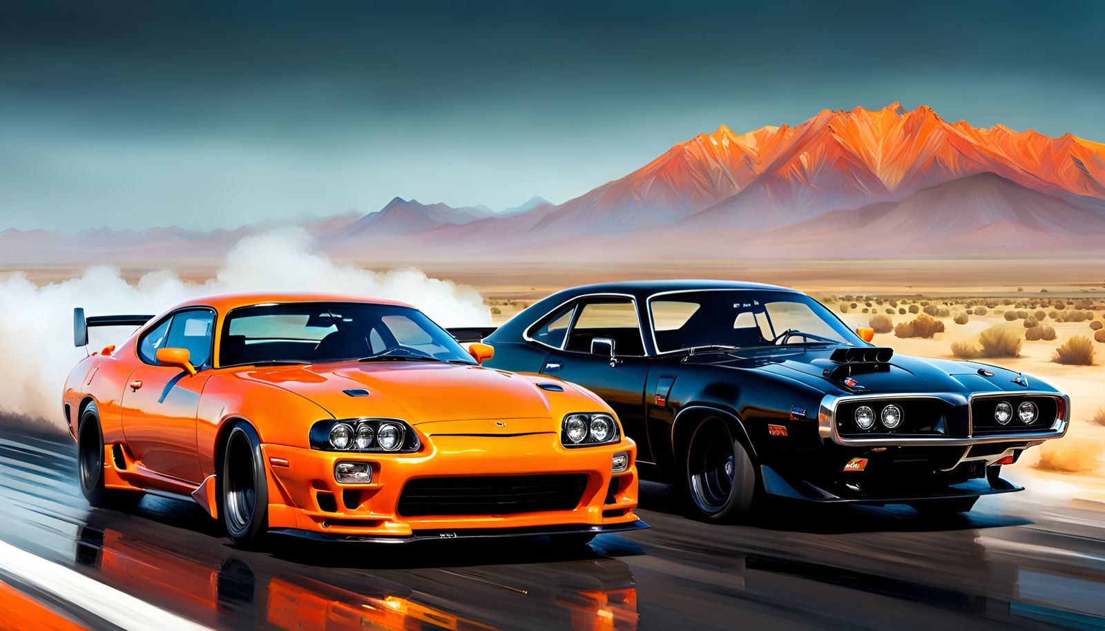 Dramatic Drag Race Scene in Fine Art Style