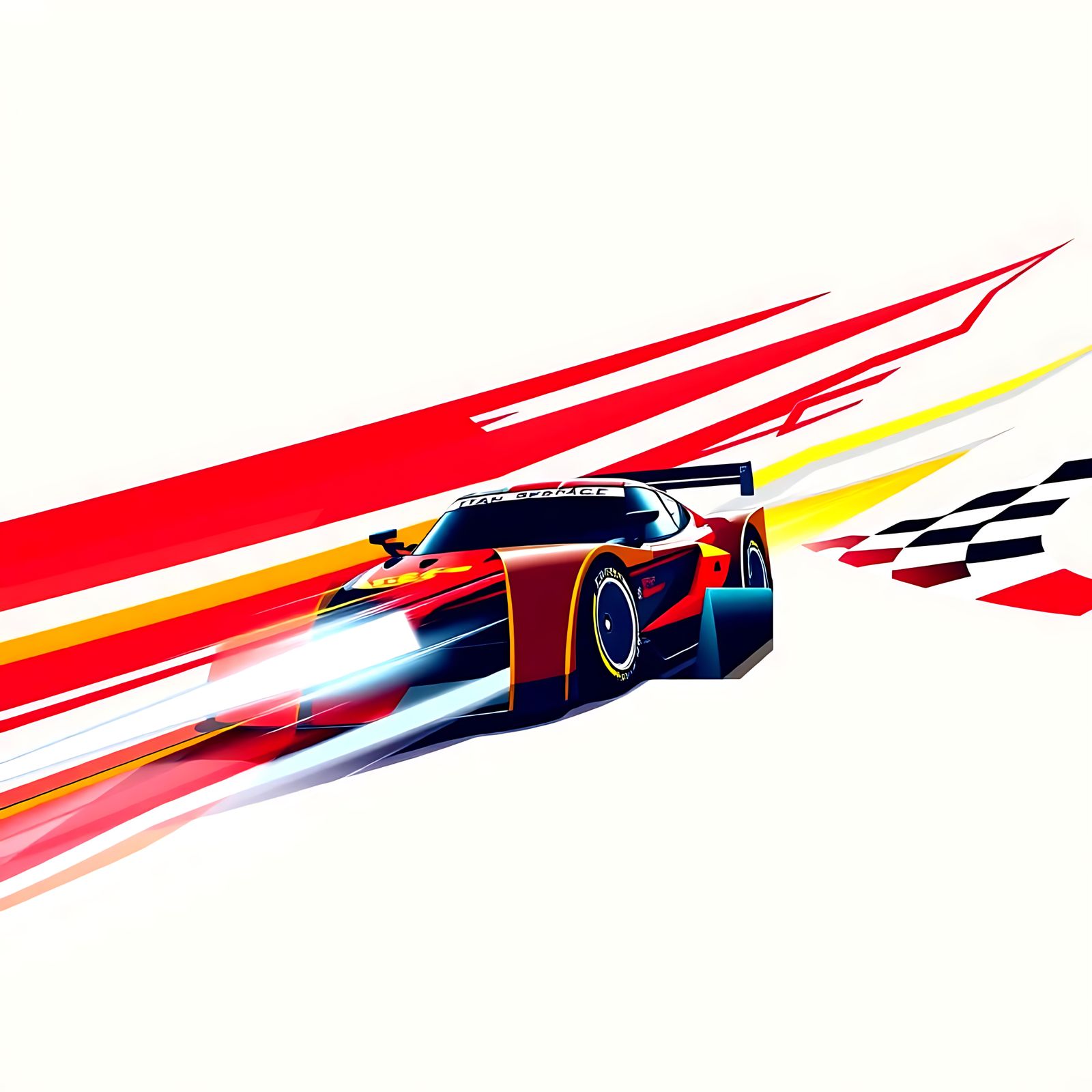 A dynamic visual representing a racing car, depicted with st...