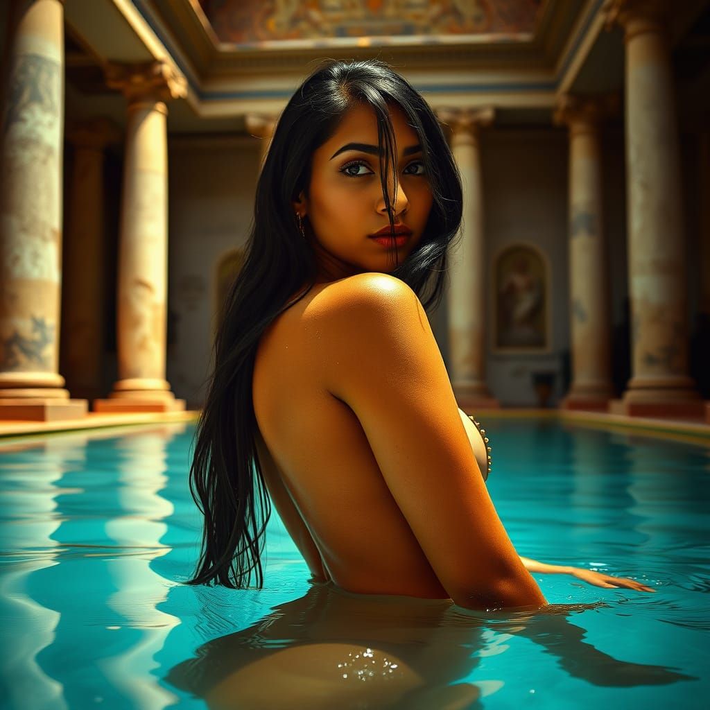 Indian woman enjoying roman bath