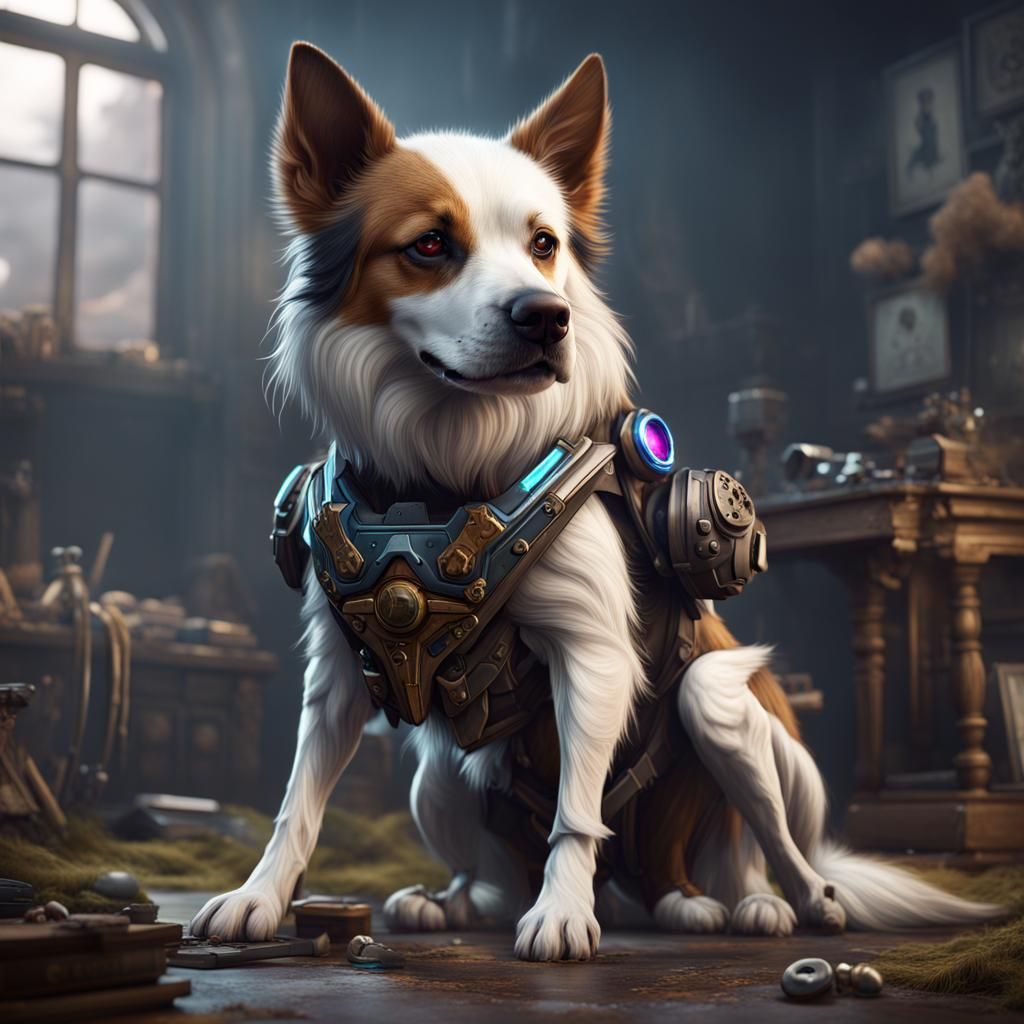 Gamer Dog: Detailed Fantasy Concept Art