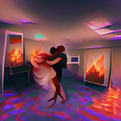 Intimate Dance in Burning Room