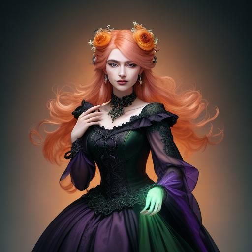 Enchanting Witch Casting Spells in Baroque Style