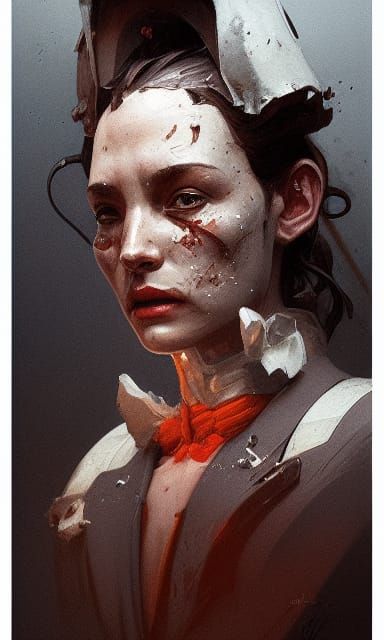 Hyperdetailed Butcher Portrait in Art Nouveau Style