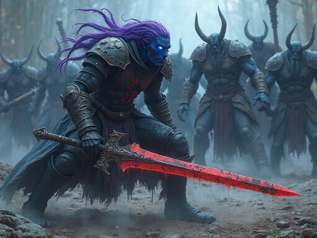 Epic Elf vs Orc Battle in Fantasy Style