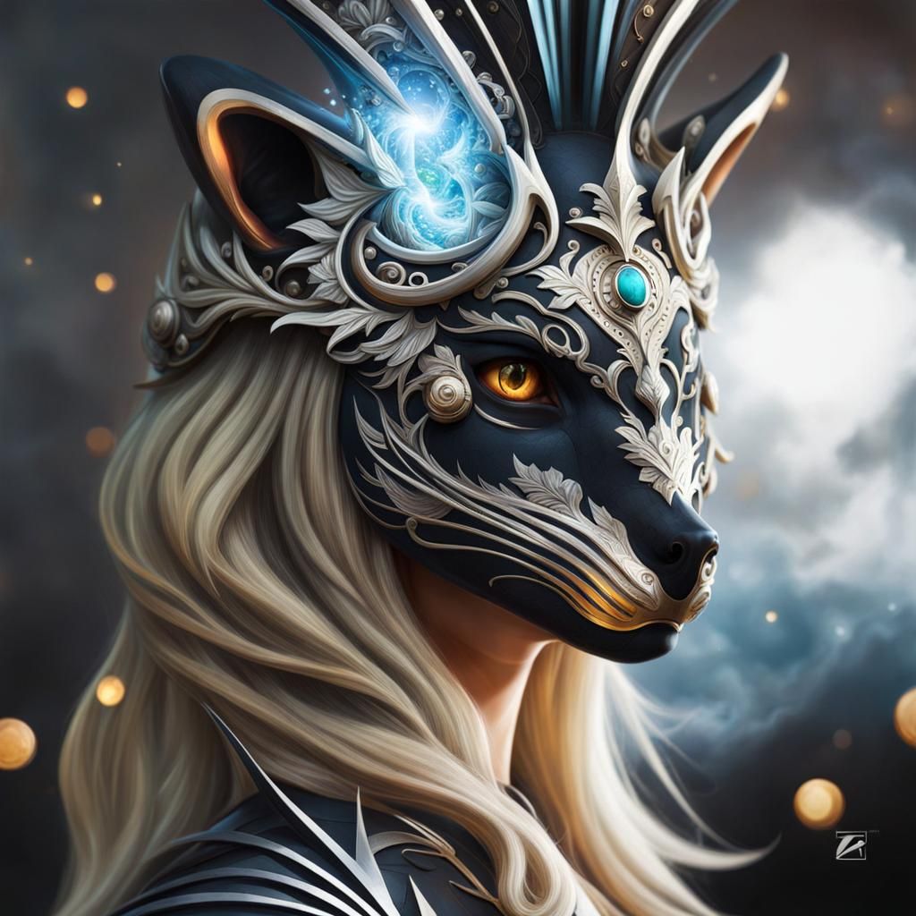 Native Mask Portrait in Winter Wonderland