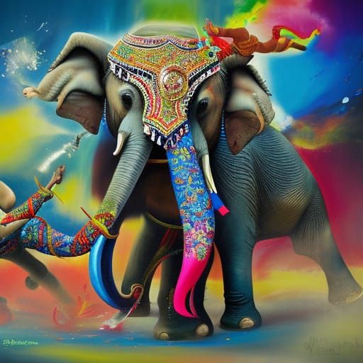 King Naresuan's Elephant Duel as Graffiti Art
